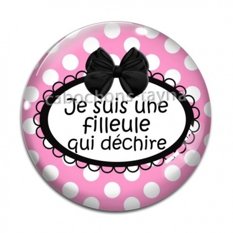 Cabochon Verre - cabochon je suis une filleule qui déchire- miroir- porte clé