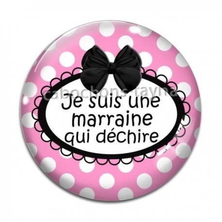 Cabochon Verre - cabochon je suis une marraine qui déchire- miroir- porte clé