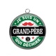 Pendentif Cabochon Argent - je suis un grand père qui déchire