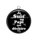 Pendentif Cabochon Argent - je suis un papi qui déchire