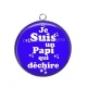 Pendentif Cabochon Argent - je suis un papi qui déchire