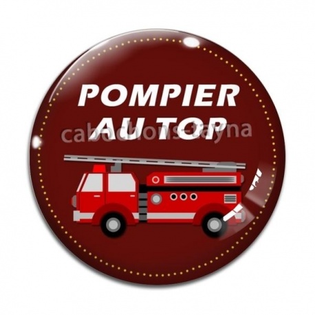 Cabochon Verre - pompier au top