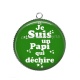 Pendentif Cabochon Argent - je suis un papi qui déchire