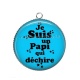 Pendentif Cabochon Argent - je suis un papi qui déchire