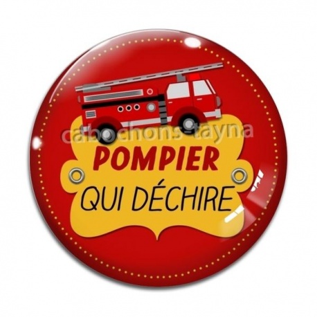 Cabochon Verre - pompier qui déchiire
