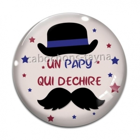 Cabochon Verre - un papy qui déchire