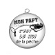 Pendentif Cabochon Argent - mon papy c'est le roi de la pêche