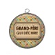 Pendentif Cabochon Argent - grand père qui déchire