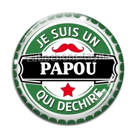 Cabochon Verre - je suis un papou qui déchire