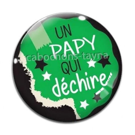 Cabochon Verre - un papy qui déchire