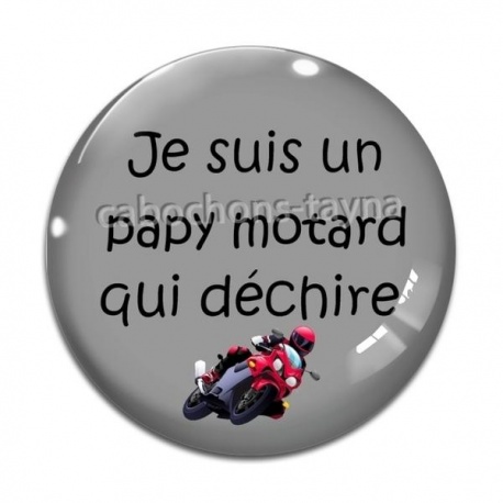 Cabochon Verre - papy motard