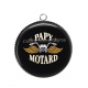 Pendentif Cabochon Argent - papy motard