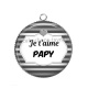 Pendentif Cabochon Argent - je t'aime papy