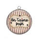 Pendentif Cabochon Argent - on t'aime papi