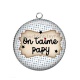 Pendentif Cabochon Argent - on t'aime papy