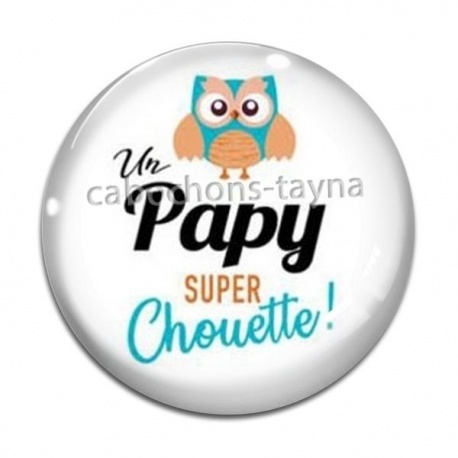 Cabochon Verre - papy super chouette