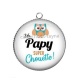 Pendentif Cabochon Argent - papy super chouette