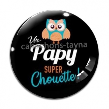 Cabochon Verre - papy super chouette