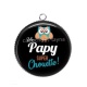 Pendentif Cabochon Argent - papy super chouette
