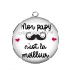 Pendentif Cabochon Argent - mon papy c'est le meilleur