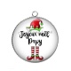 Pendentif Cabochon Argent - joyeux noël papy