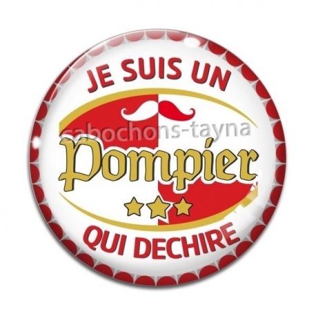 Cabochon Verre - je suis un pompier qui déchire