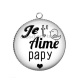 Pendentif Cabochon Argent - je t'aime papy