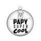 Pendentif Cabochon Argent - papy super cool
