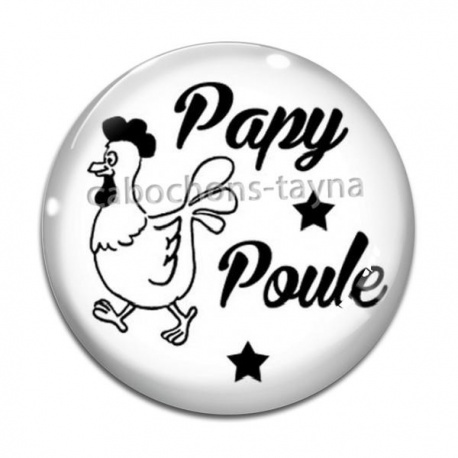Cabochon Verre - papy poule
