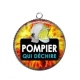 Pendentif Cabochon Argent - pompier qui déchire