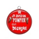 Pendentif Cabochon Argent - je suis un pompier qui déchire