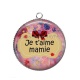 Pendentif Cabochon Argent - je t'aime mamie