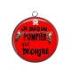 Pendentif Cabochon Argent - je suis un pompier qui déchire