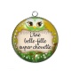 Pendentif Cabochon Argent - une belle fille super chouette