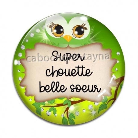 Cabochon Verre - chouette belle fille