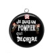 Pendentif Cabochon Argent - je suis un pompier qui déchire