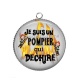Pendentif Cabochon Argent - je suis un pompier qui déchire