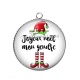 Pendentif Cabochon Argent - joyeux noël mon gendre