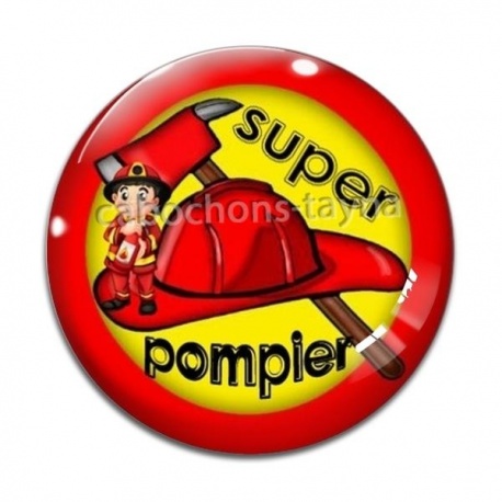 Cabochon Verre - super pompier