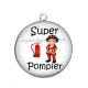 Pendentif Cabochon Argent - super pompier