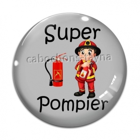 Cabochon Verre - super pompier