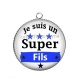 Pendentif Cabochon Argent - je suis un super fils