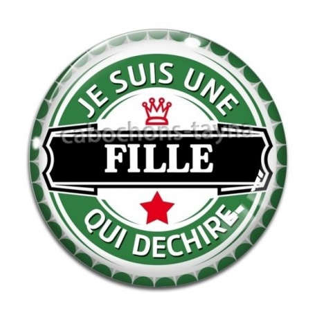 Cabochon Verre - je suis une fille qui déchire