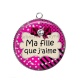 Pendentif Cabochon Argent - ma fille que j'aime