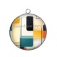 Pendentif Cabochon Argent - fond abstrait