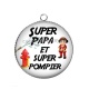Pendentif Cabochon Argent - super papa super pompier