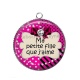 Pendentif Cabochon Argent - ma petite fille que j'aime