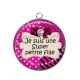 Pendentif Cabochon Argent - je suis une super petite fille