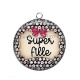 Pendentif Cabochon Argent - super fille