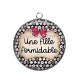 Pendentif Cabochon Argent - une fille formidable